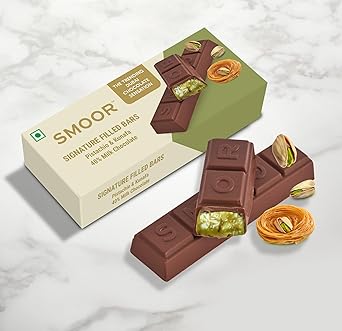 SMOOR Pistachio Kunafa Chocolate Bar – 47g | Rich Chocolate with Crispy Kunafa & Luscious Pistachio Filling | Premium Middle Eastern-Inspired Dessert Bar |New and Improved - image, photos