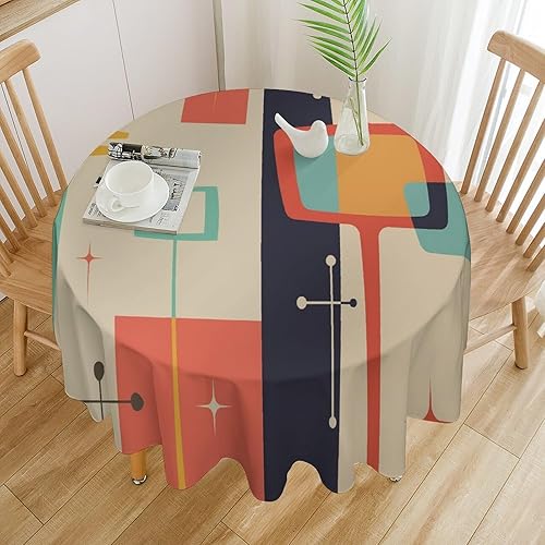 Miniatura 38 de Mantel retro moderno de mediados de siglo, diseño de colores retro de los años 50, resistente al agua, mantel lavable para cocina, comedor, fiesta