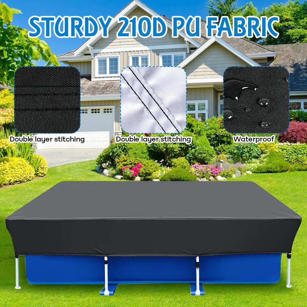 Cubierta para Piscina Rectangular, 220 X 150 cm Lona Solar para Verano e Invierno con Cuerda, Lona Solar para Piscina para Marco Rectangular, Prueba de Polvo Impermeable Durable