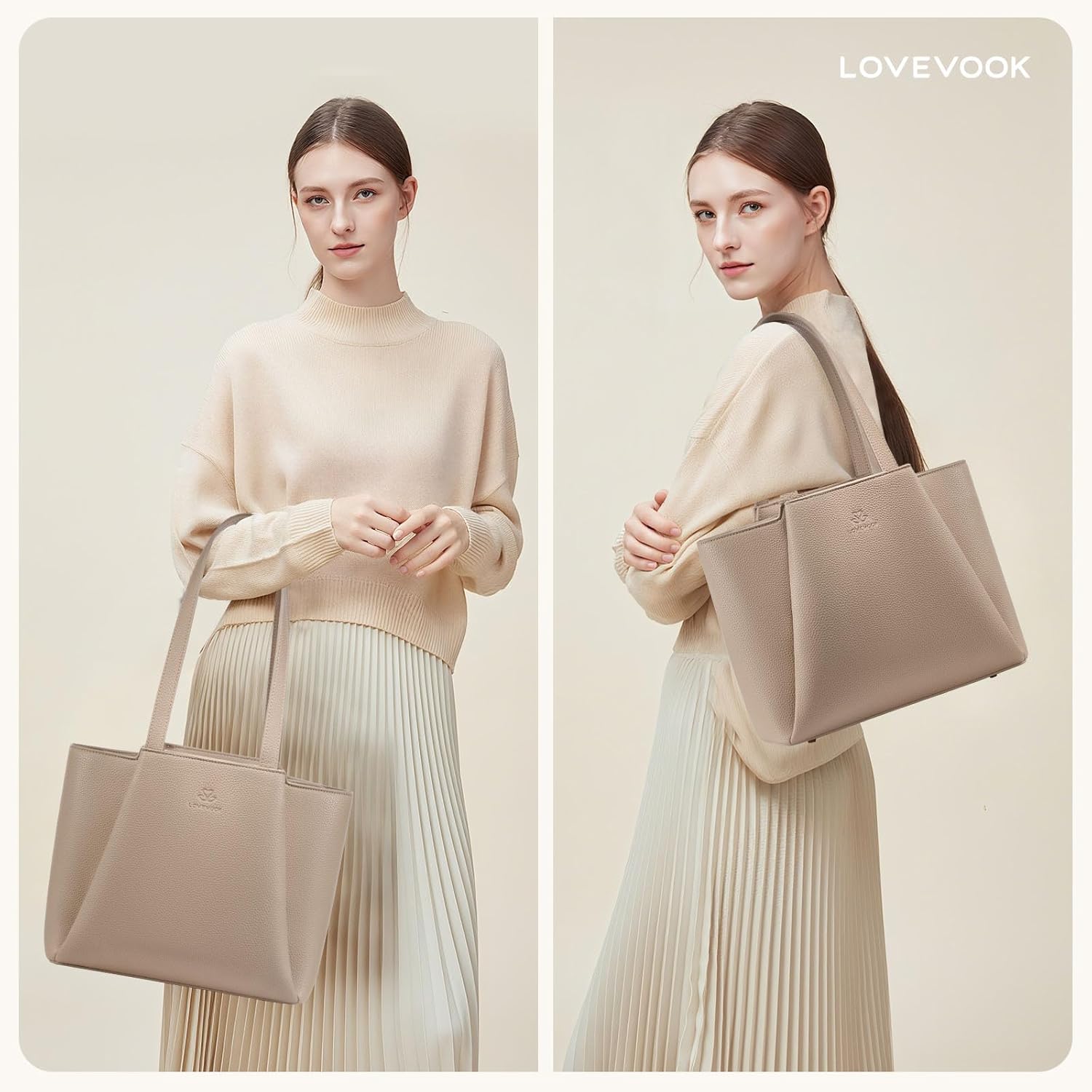 LOVEVOOK Shoulder Bag for Women - Vintage-Style Top Handle Shoulder Bag,Faux Leather Small Purse for Women with Zipper - Image 4