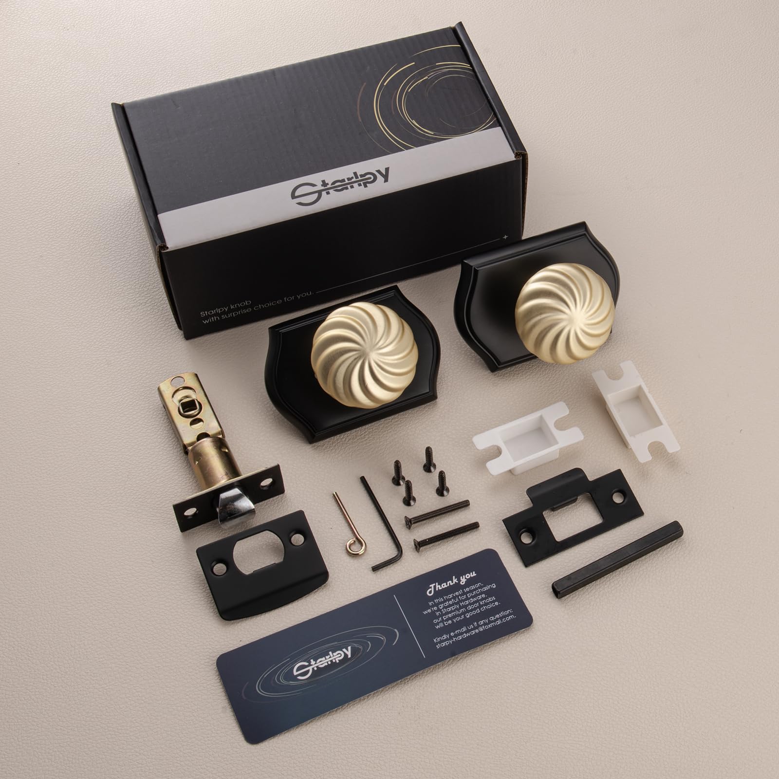 Black & Gold Door Knobs - Privacy for Bath & Bedroom -4