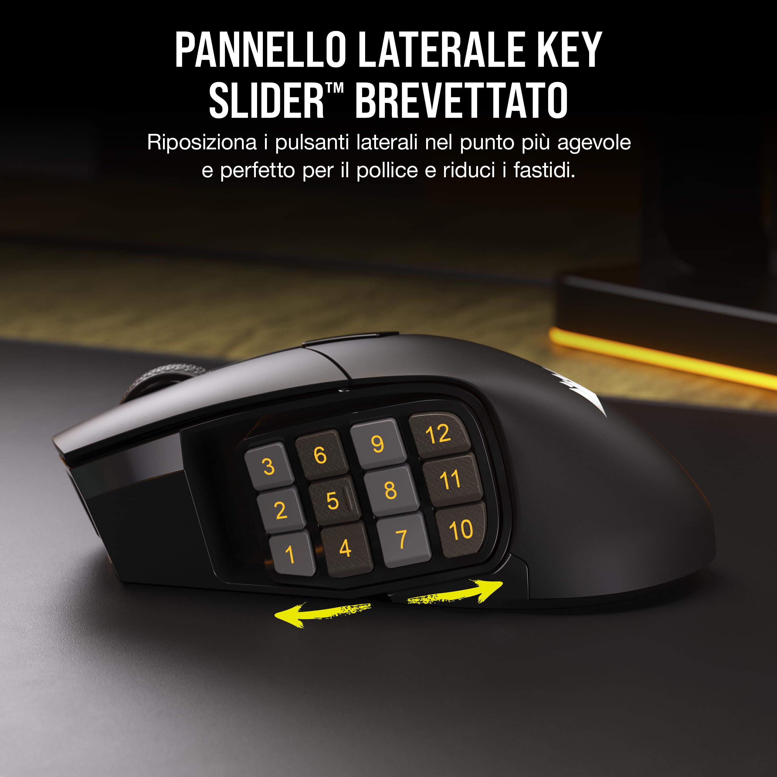 CORSAIR SCIMITAR ELITE WIRELESS MMO Mouse da Gioco - 26.000 DPI - 16 Pulsanti Programmabili - Batteria Fino a 150 ore - Compatibile con iCUE - PC, PS5, PS4, Xbox - Nero