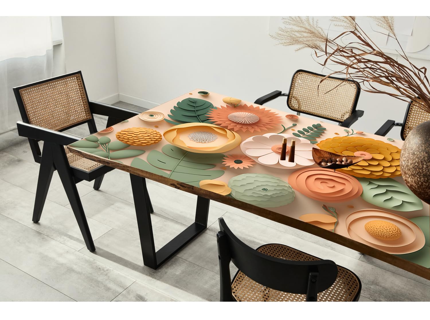 BP Design Solution vaxi Flower Wallpaper for Dining Table (Self Adhesive Vinyl, Waterproof (36x60 inch)