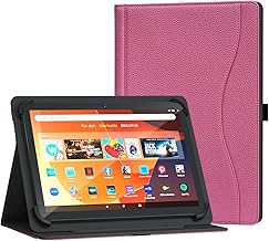 Universal 10.1 inch Tablet Case for ‎Doogee Tab A9+ 10 11 inch Tablet Case, Multi-Angle Viewing Stand Cover with Pocket for 9.6-11 Inch Android Tablet, Pink
