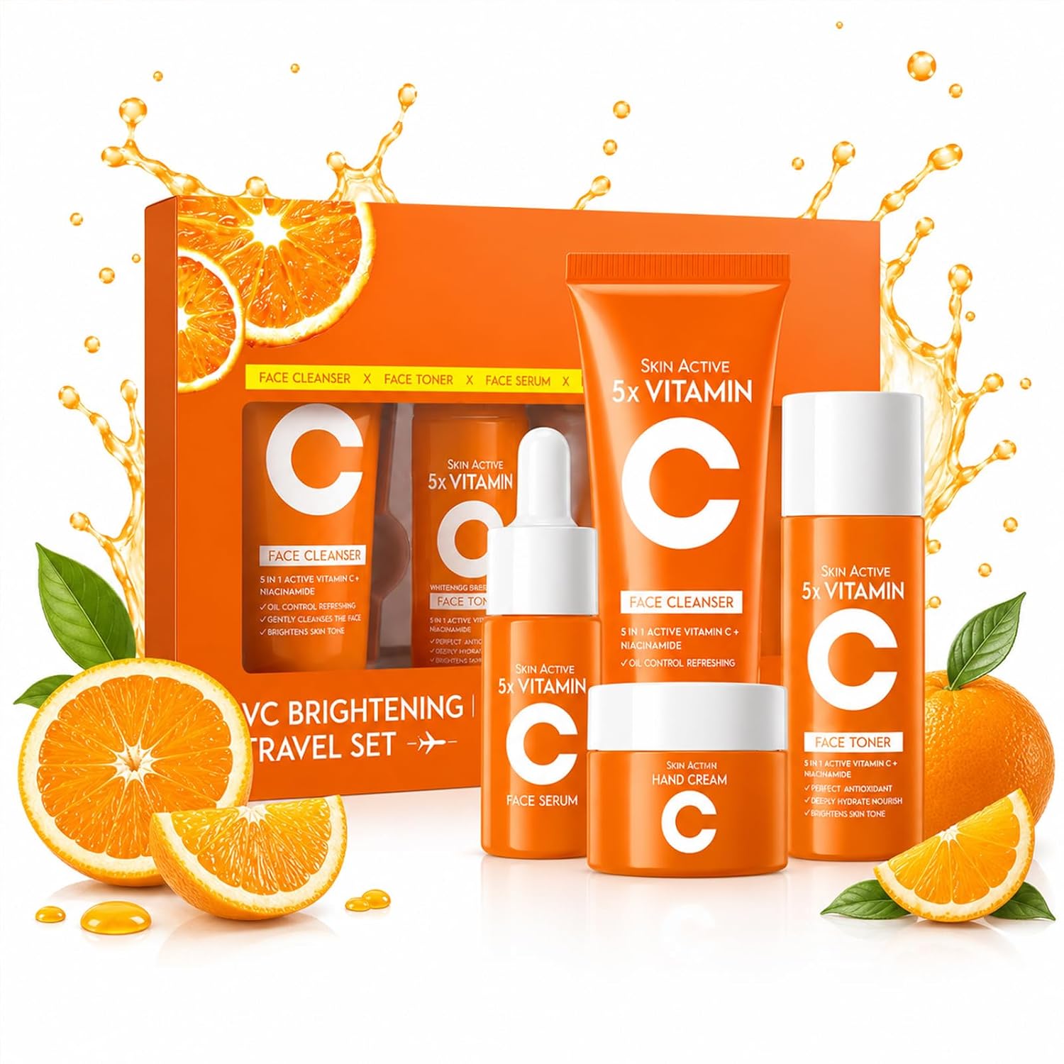 Vitamin C Skin Care Set for Kids & Teen, Birthday Christmas Gifts, 4PCS
