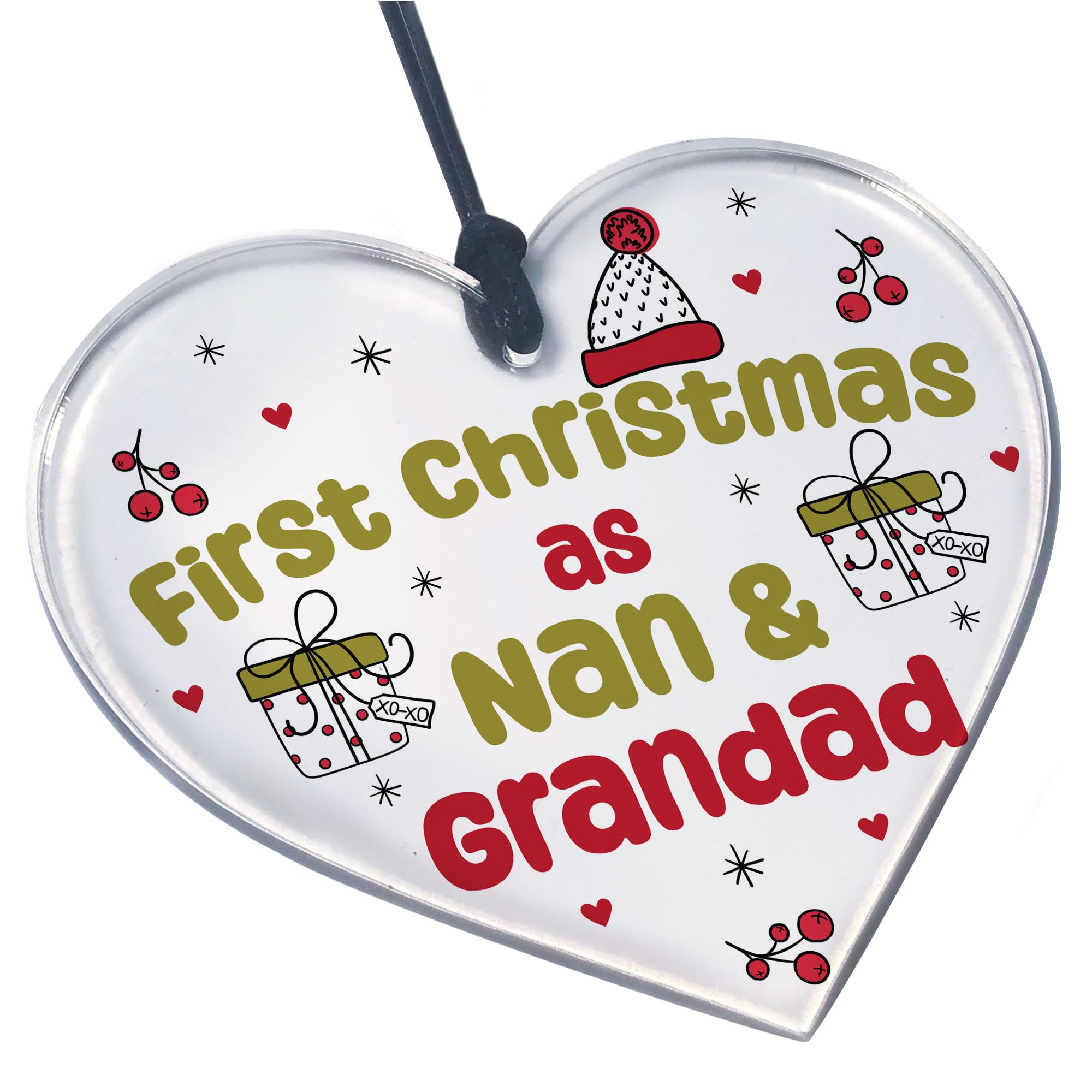 Red Ocean Christmas Decoration 1st Christmas As Nan And Grandad Gift Acrylic Heart Christmas Tree Decoration Grandparent Gifts For Christmas