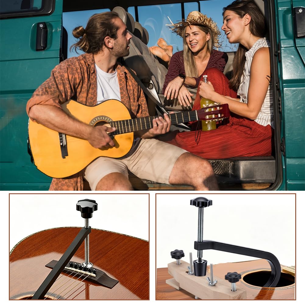 AHANDMAKER Abrazadera de puente de guitarra acústica folk, herramienta de reparación de puentes, herramienta de reparación de puente de guitarra, herramientas Luthier, clip de fijación, abrazadera de