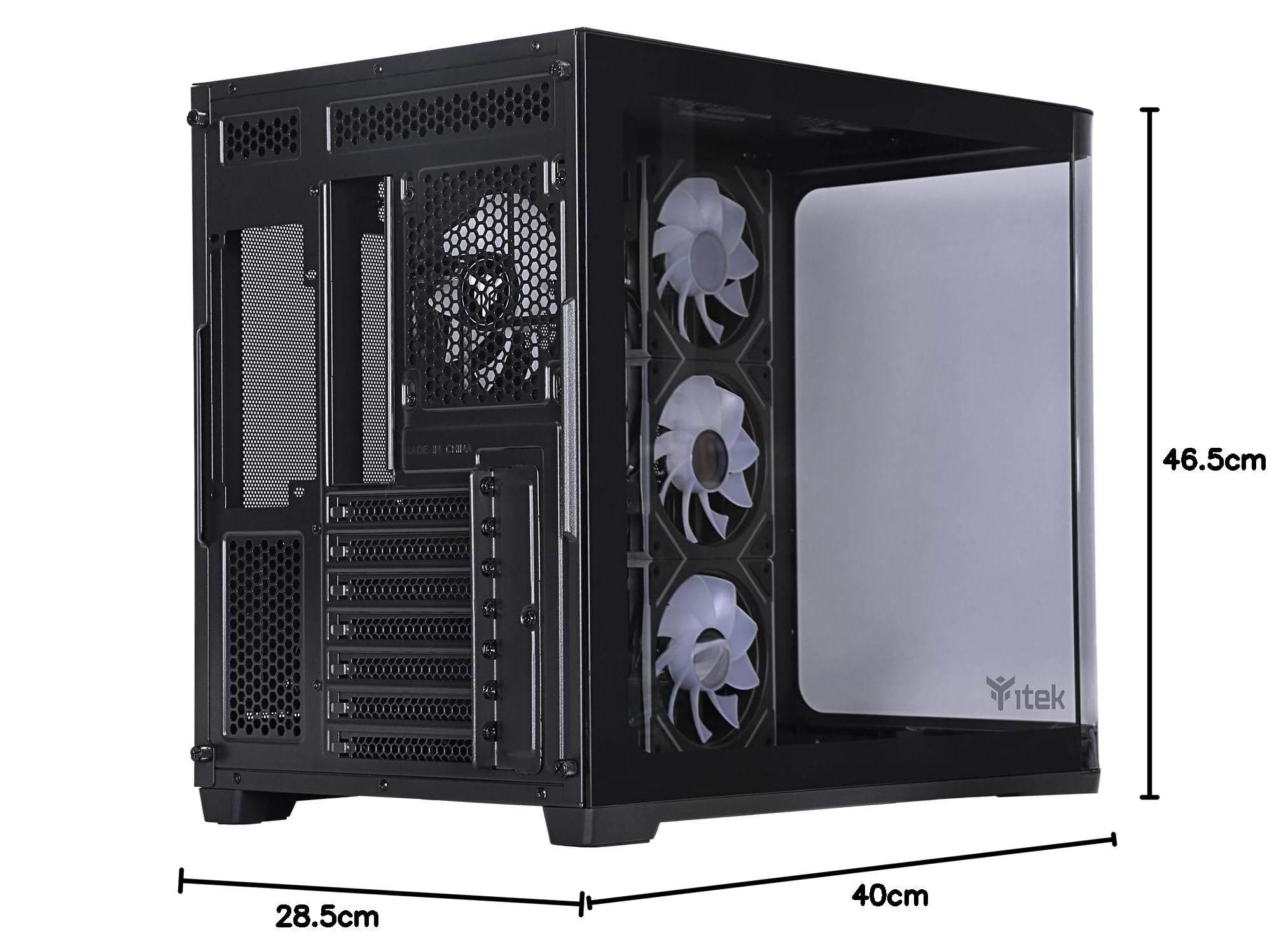 Itek case DARK CAVE CURVED - Gaming Tower, ATX, 4x12cm ARGB fan, 2xUSB3, Type-C, Side & Front Panel Temp Glass