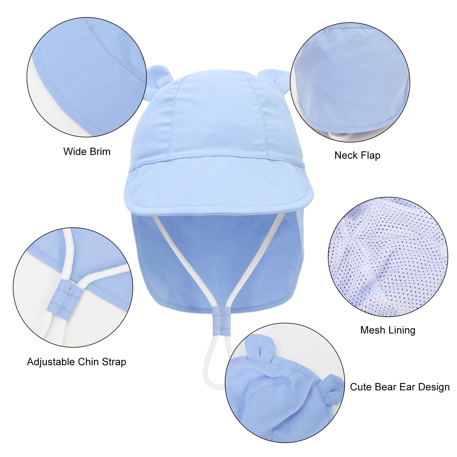 Baby Sun Hat Toddler Bucket Hat Wide Brim Summer Beach Cap with Neck Protection UPF50 for Kids Child Boys Girls 1-4 Years — view 2