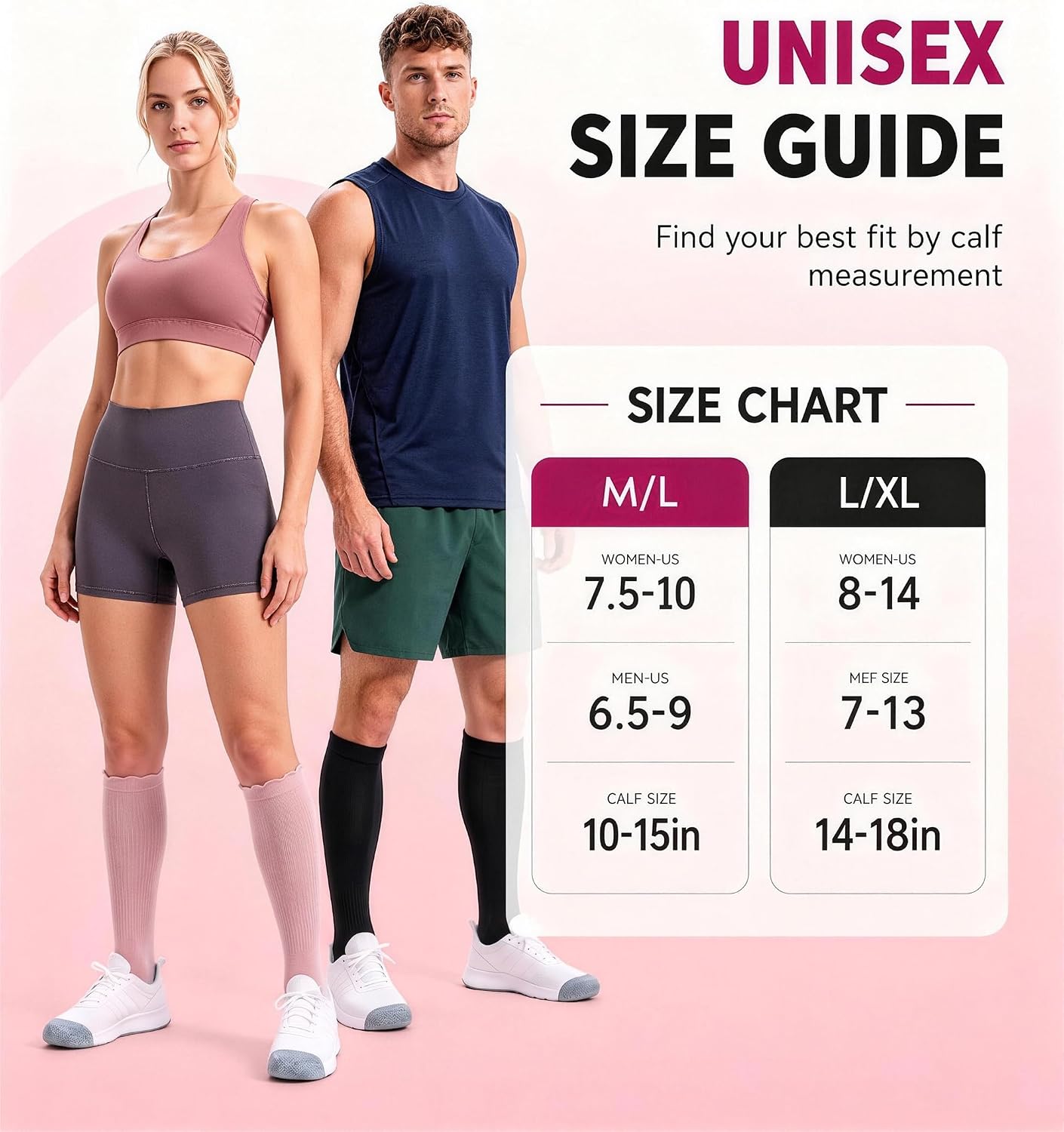 Loota Bamboo Compression Socks for Women&Men 15-20 mmHg Knee High Support