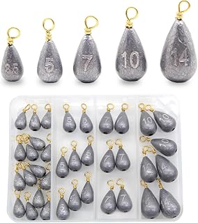 Fishing Sinkers Kit 30pcs/36pcs Drop Shot & Casting Weights for Bass and Catfish, Saltwater Freshwater Fishing Tackle