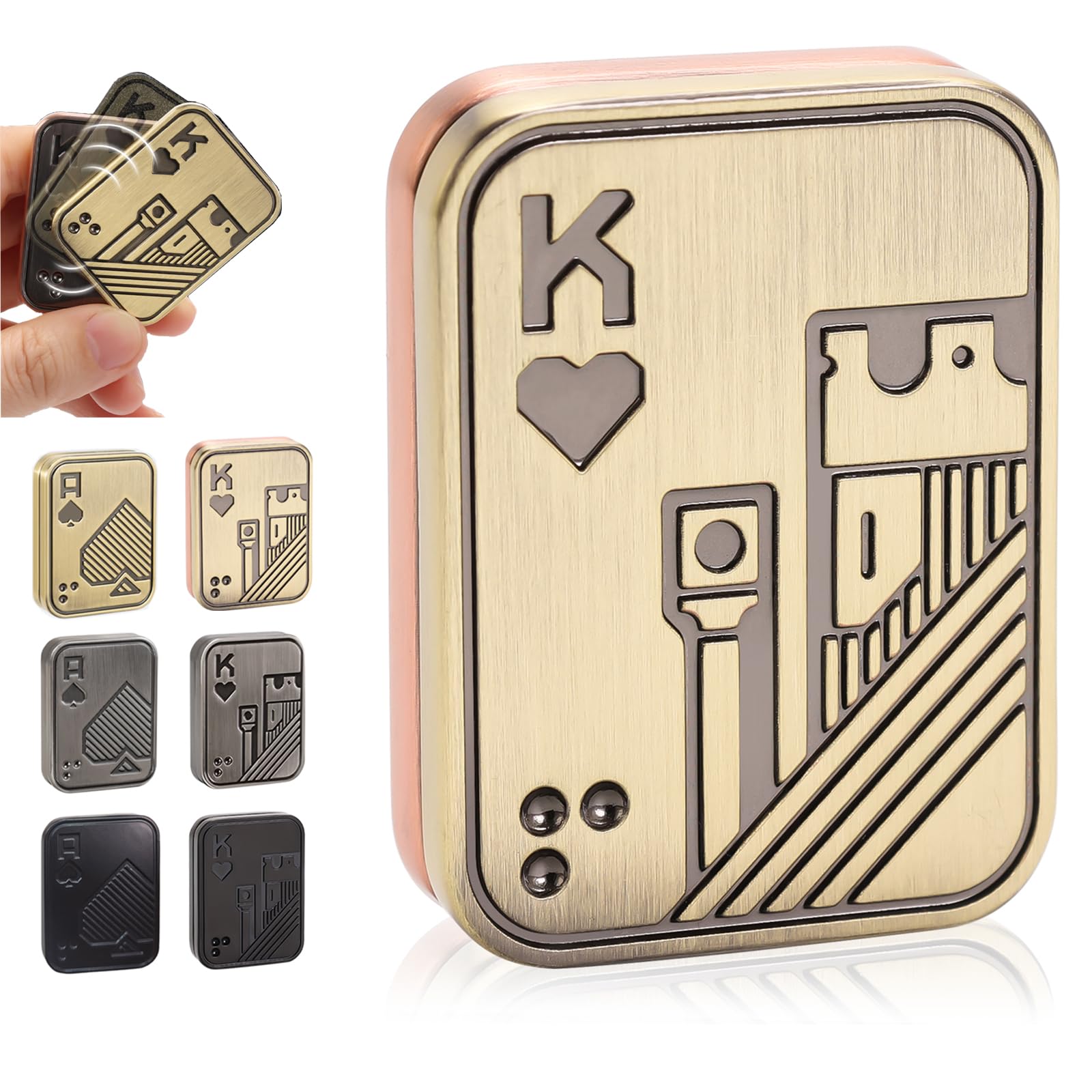 Fidget Toys Adults, Metal Fidget Slider Magnetic Poker Push Card, EDC Fidget Toys for Teens Adults Relieve Stress Anxiety, Gift for Men/ADHD/ADD/Autism (Golden K)