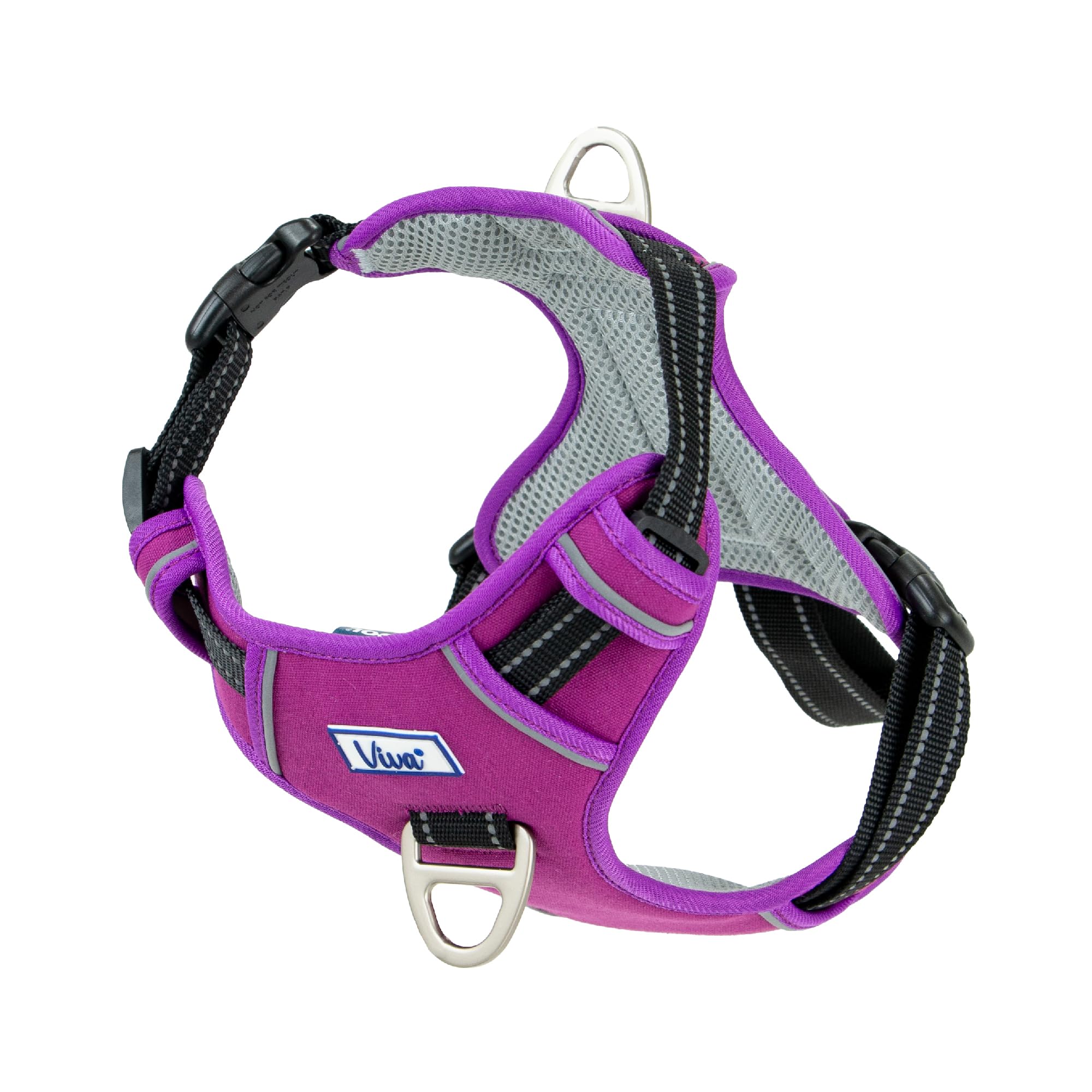 Ancol Viva Exercise and Travel Dog Harness in Purple - Comfortable Pet Accessory with Padded Chest and 2 Leash Clips - Medium 45-65cm