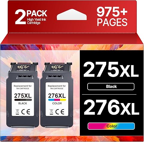 PG-275XL CL-276XL Replacement for Canon 275 and 276 Ink Cartridges for Canon Ink 275 and 276 275XL 276XL Combo Pack Use to PIXMA TR4720 TS3522 TR4700 TS3722 TS3500 TS3520 TS3720 TR4722 (2 Pack)