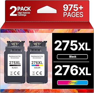 PG-275XL CL-276XL Replacement for Canon 275 and 276 Ink Cartridges for Canon Ink 275 and 276 275XL 276XL Combo Pack Use to PIXMA TR4720 TS3522 TR4700 TS3722 TS3500 TS3520 TS3720 TR4722 2 Pack