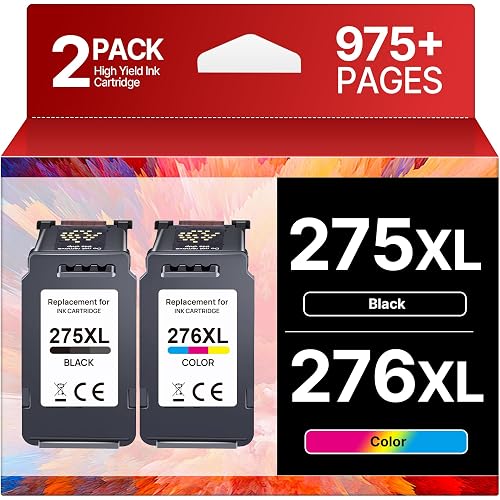 PG-275XL CL-276XL Replacement for Canon 275 and 276 Ink Cartridges for Canon Ink 275 and 276 275XL 276XL Combo Pack Use to PIXMA TR4720 TS3522 TR4700 TS3722 TS3500 TS3520 TS3720 TR4722 (2 Pack)