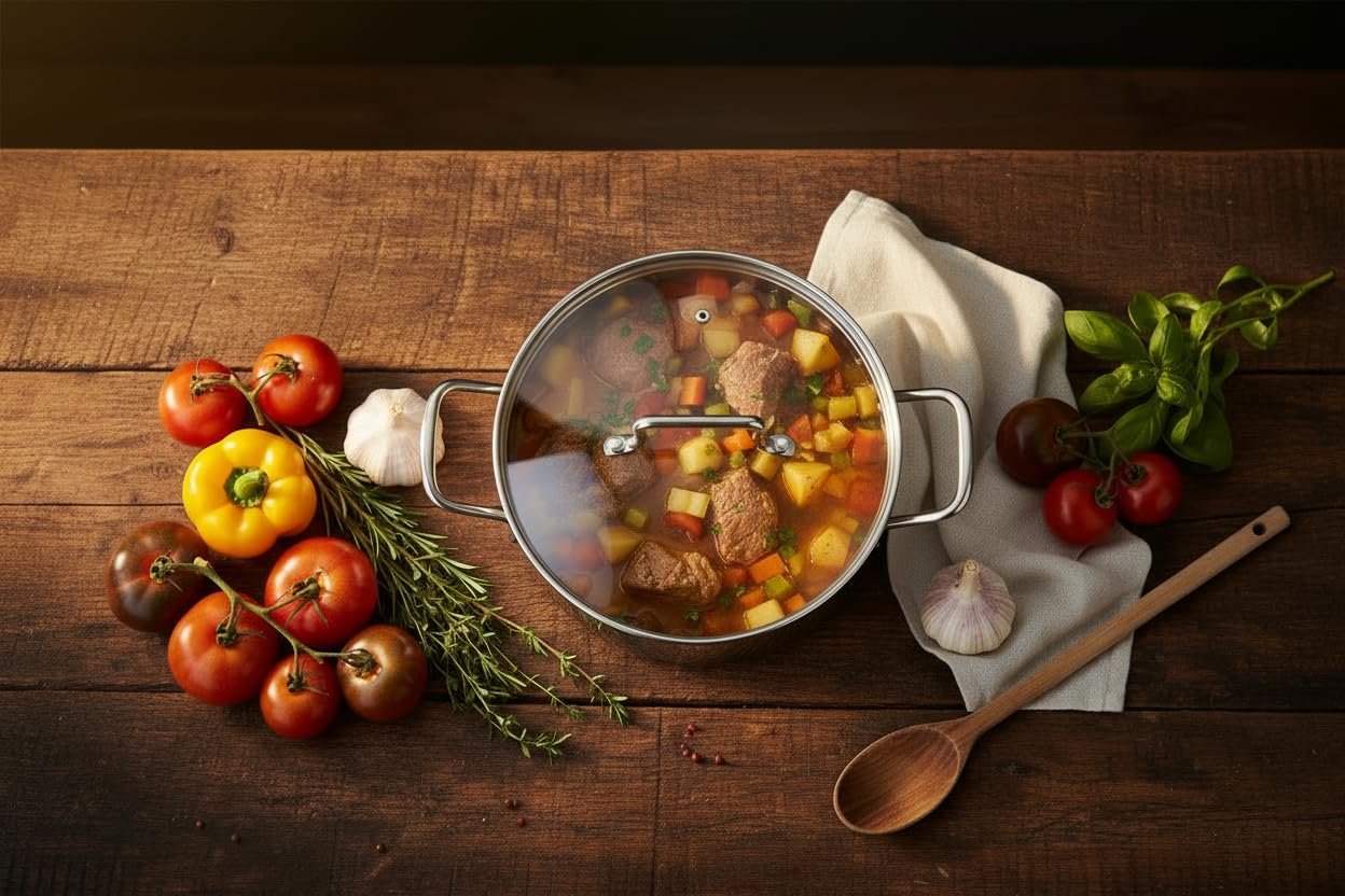 Cookinglife zestaw garnków Signature Steel 4-częściowy zestaw garnków ze stali nierdzewnej – garnek do gotowania ø 16, 20 i 24 cm i rondel ø 17,5 cm – nadaje się do wszystkich rodzajów kuchenek