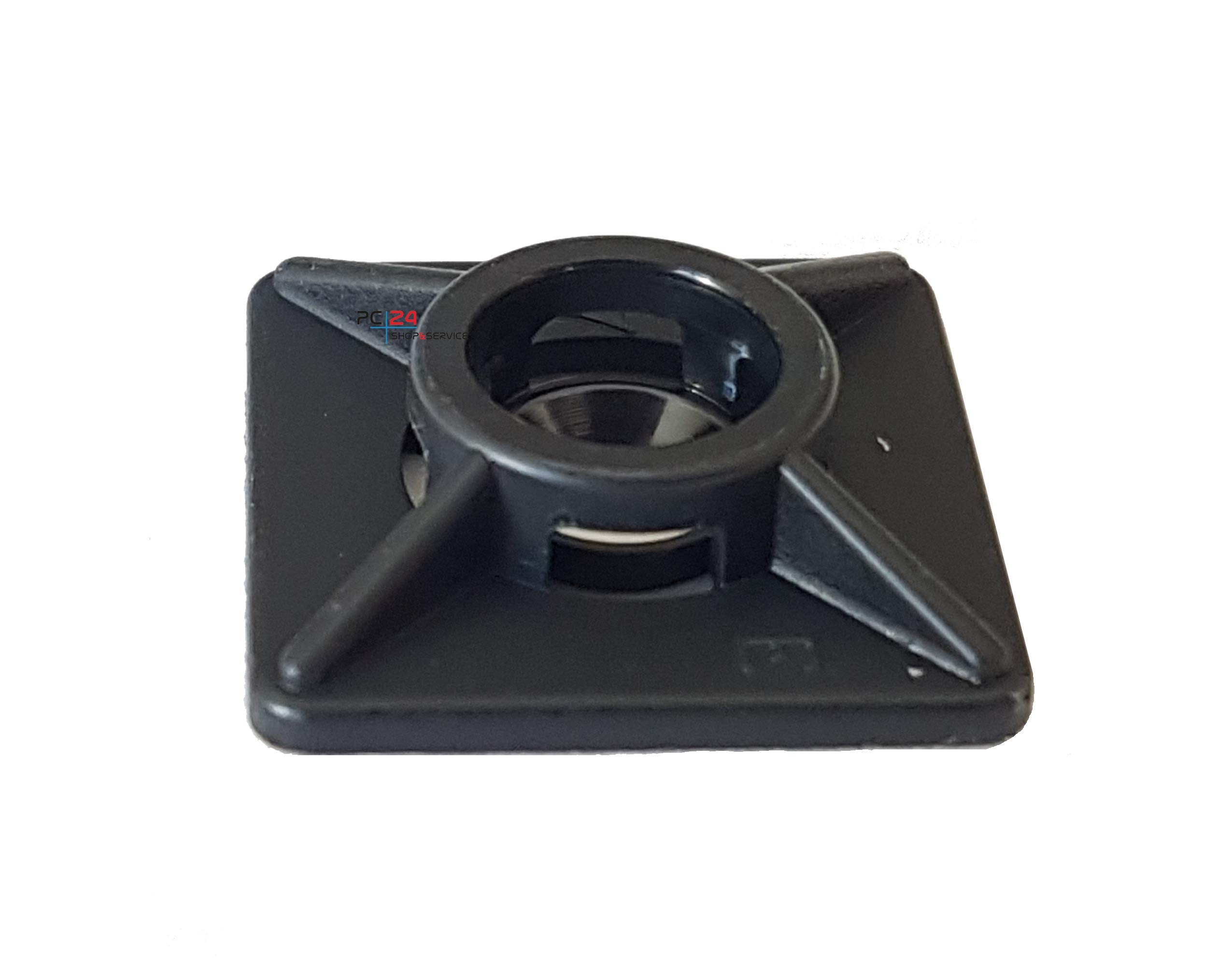 PC24 Shop & Service Zelfklevende sokkel, montagebasis voor kabelbinders ( tweeweg), 19 x 19 mm, zwart, 100 stuks