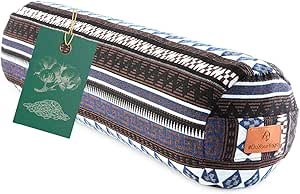 Bolster Yoga Rodillo »Krishna« para Yin Yoga 68 x 22 cm - Relleno de espelta orgánica - Cubierta en Coton Lavable - Cojín Zafu Yoga Rodilla - Rulo Pilates o Yoga