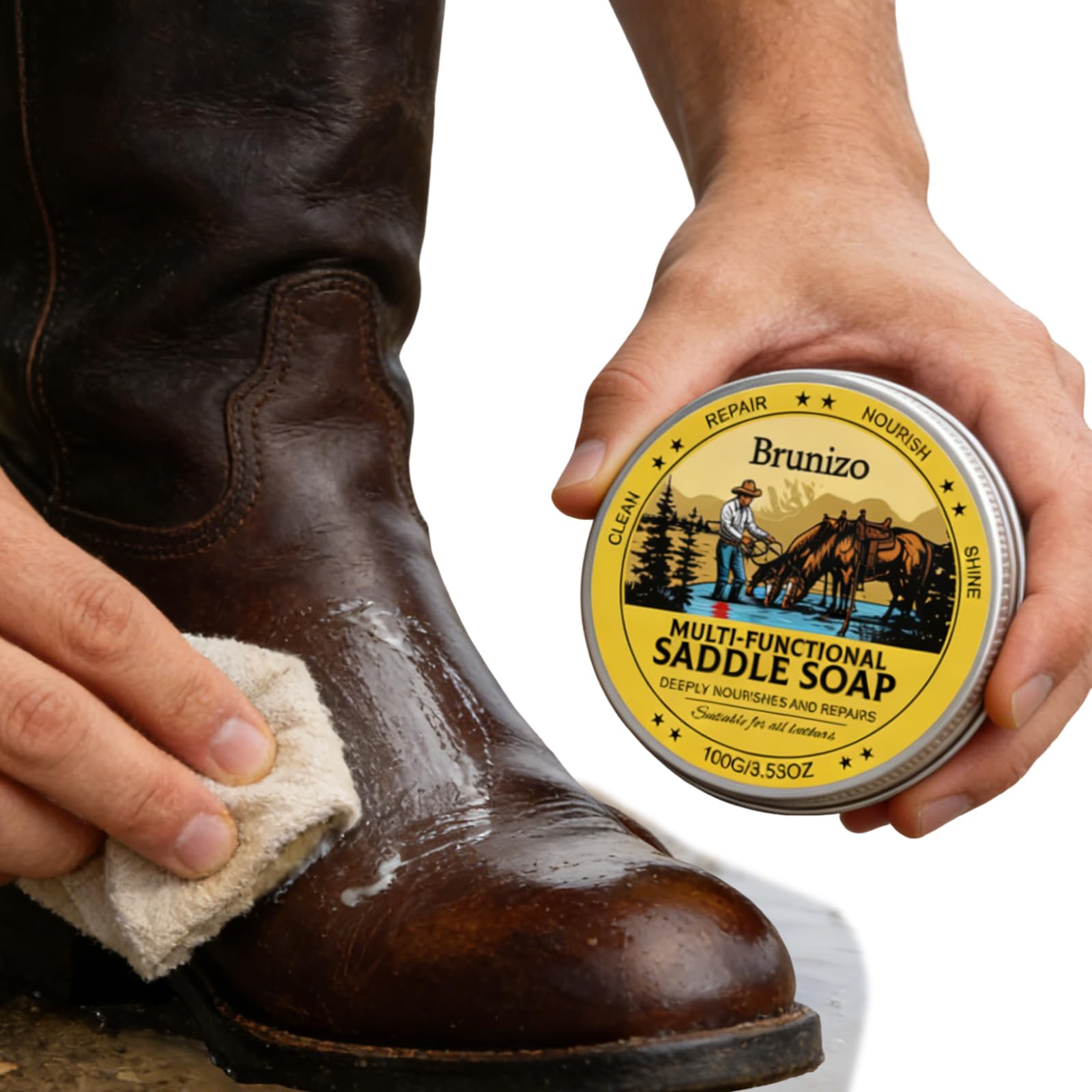 Saddle Soap Leder-Reinigungsschwamm, Lederpflege, Schutz, Weichmachung für Auto, Taschen, Sättel, 105 ml
