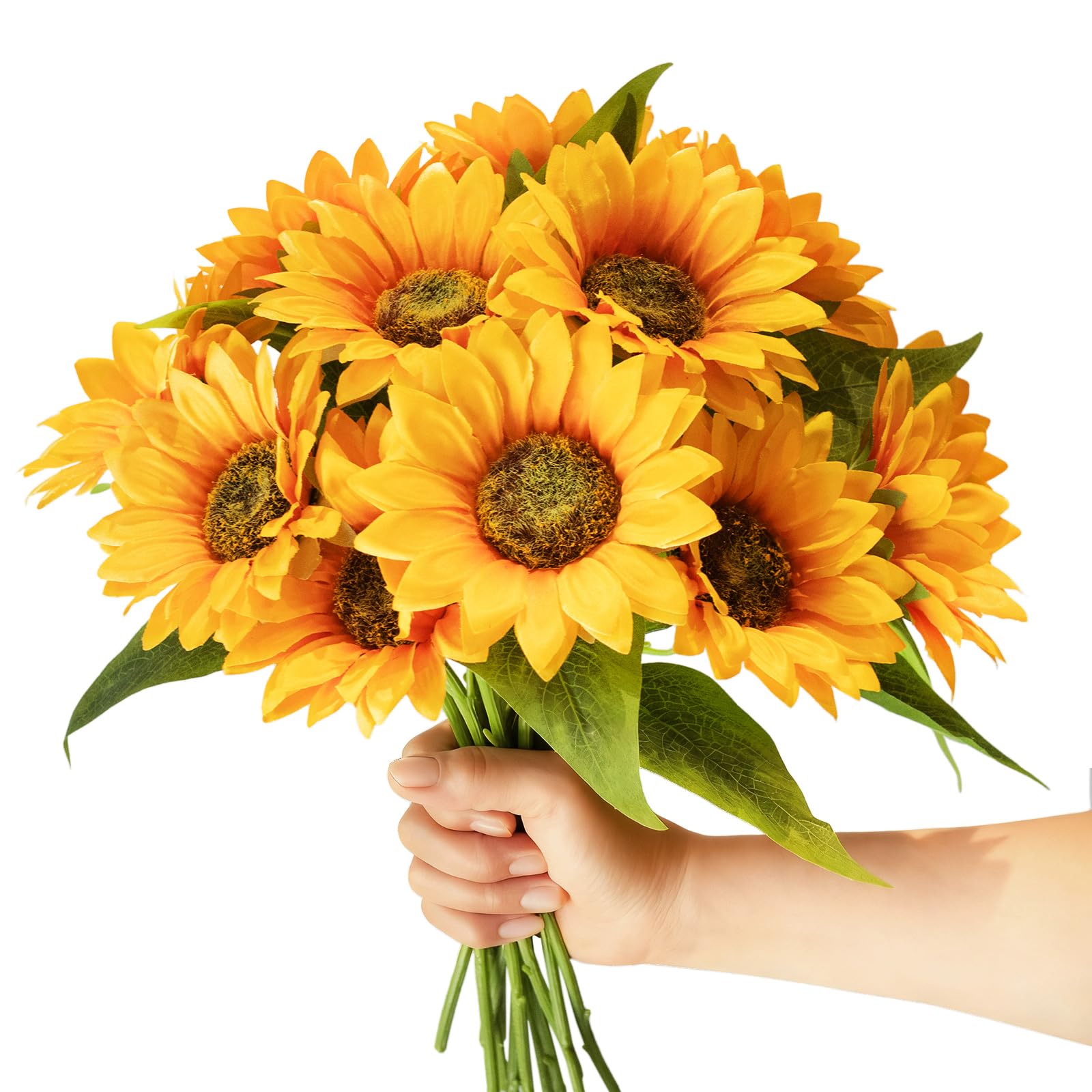 cottage blooms 12pcs Artificial Sunflowers, 35CM Long Single Stem Silk Sunflowers for Home decoration,Wedding,Party, Festivals,Office, Cemeteries, Photo Props,DIY