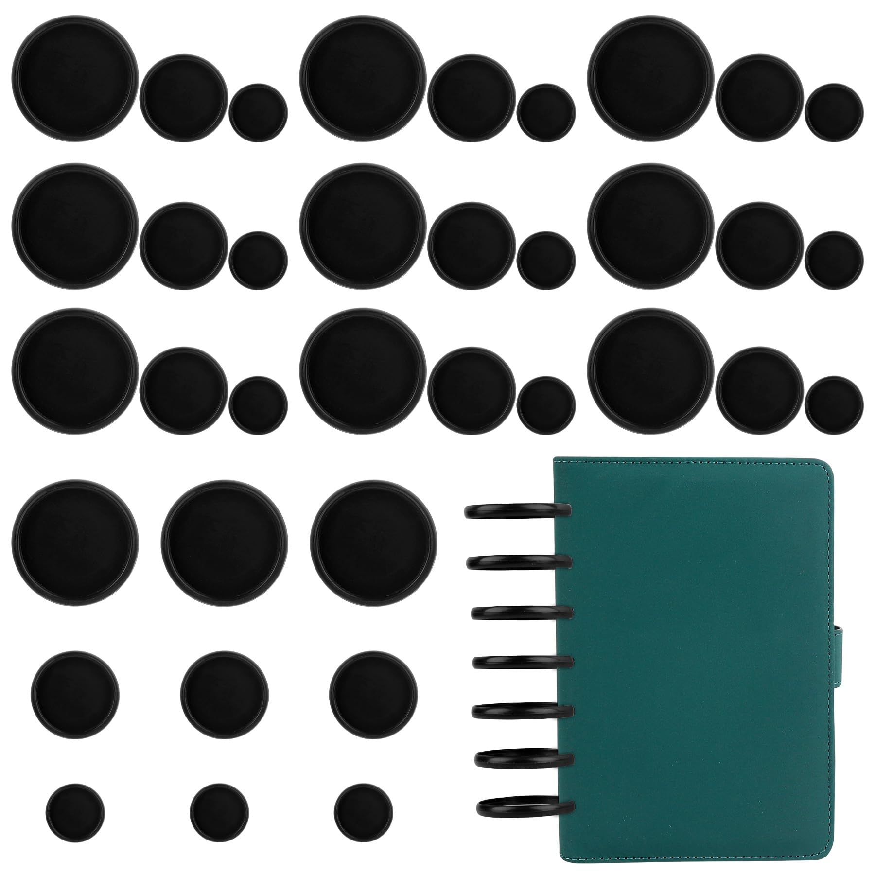 Framendino, 36 Pack Discbound Discs Plastic Binder Rings for Planner Scrapbooking 3 Sizes