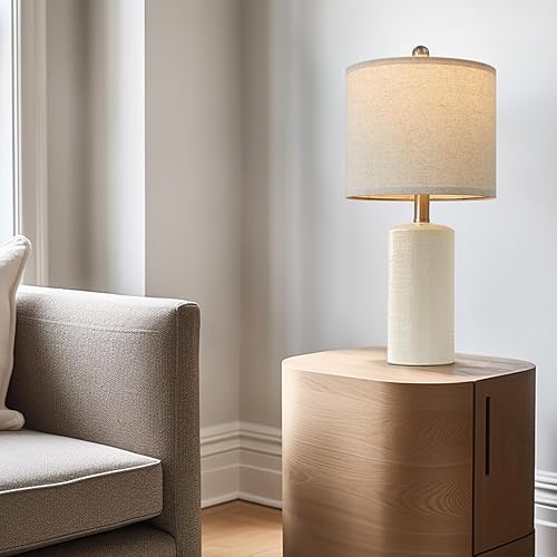 Miniatura 6 de Lámpara de mesa individual pequeña de 20.25 pulgadas para dormitorio, moderna lámpara de mesita de noche de cerámica, lámpara de noche de granja,