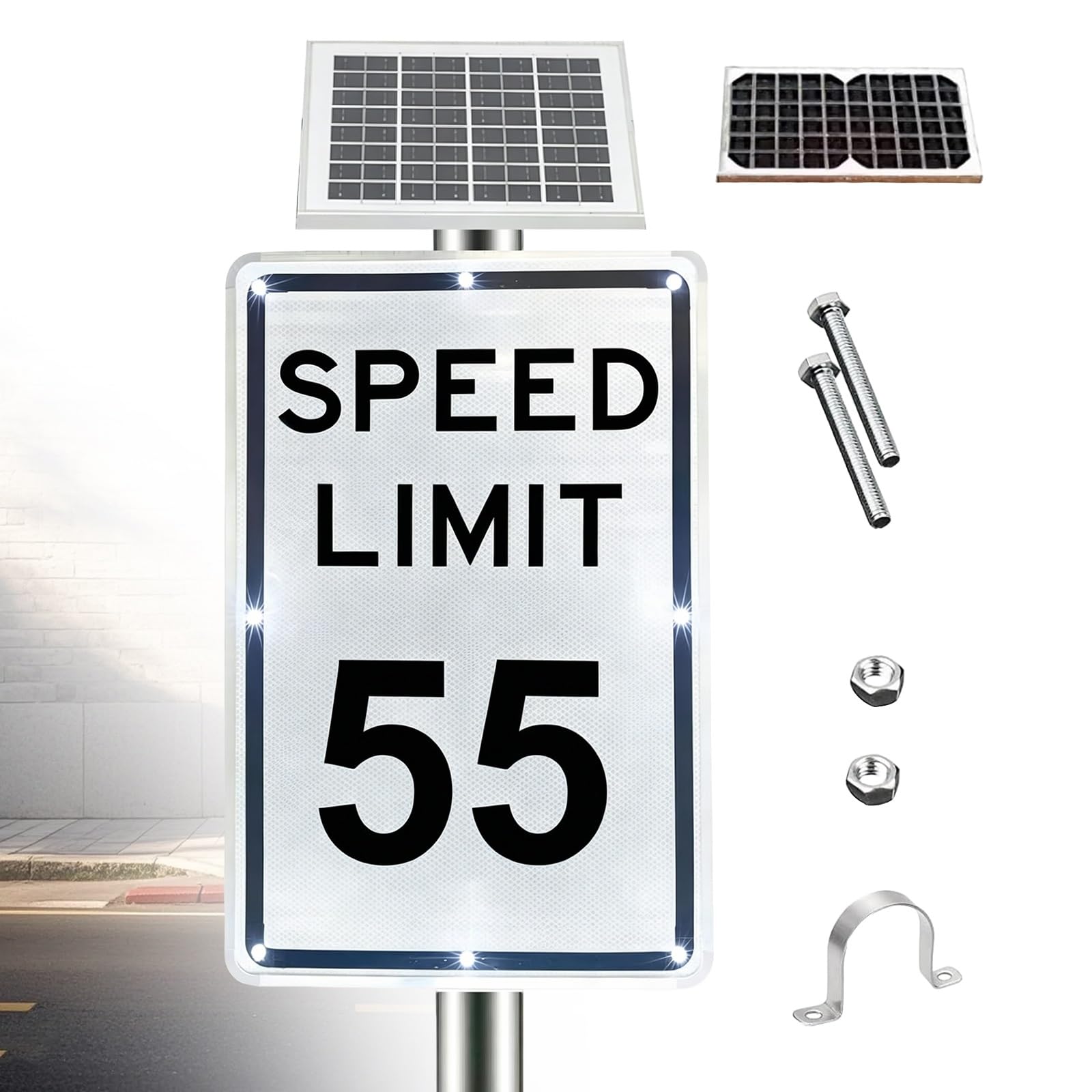 18"X 24"Solar Active Traffic Sign, Road Traffic Warning Sign