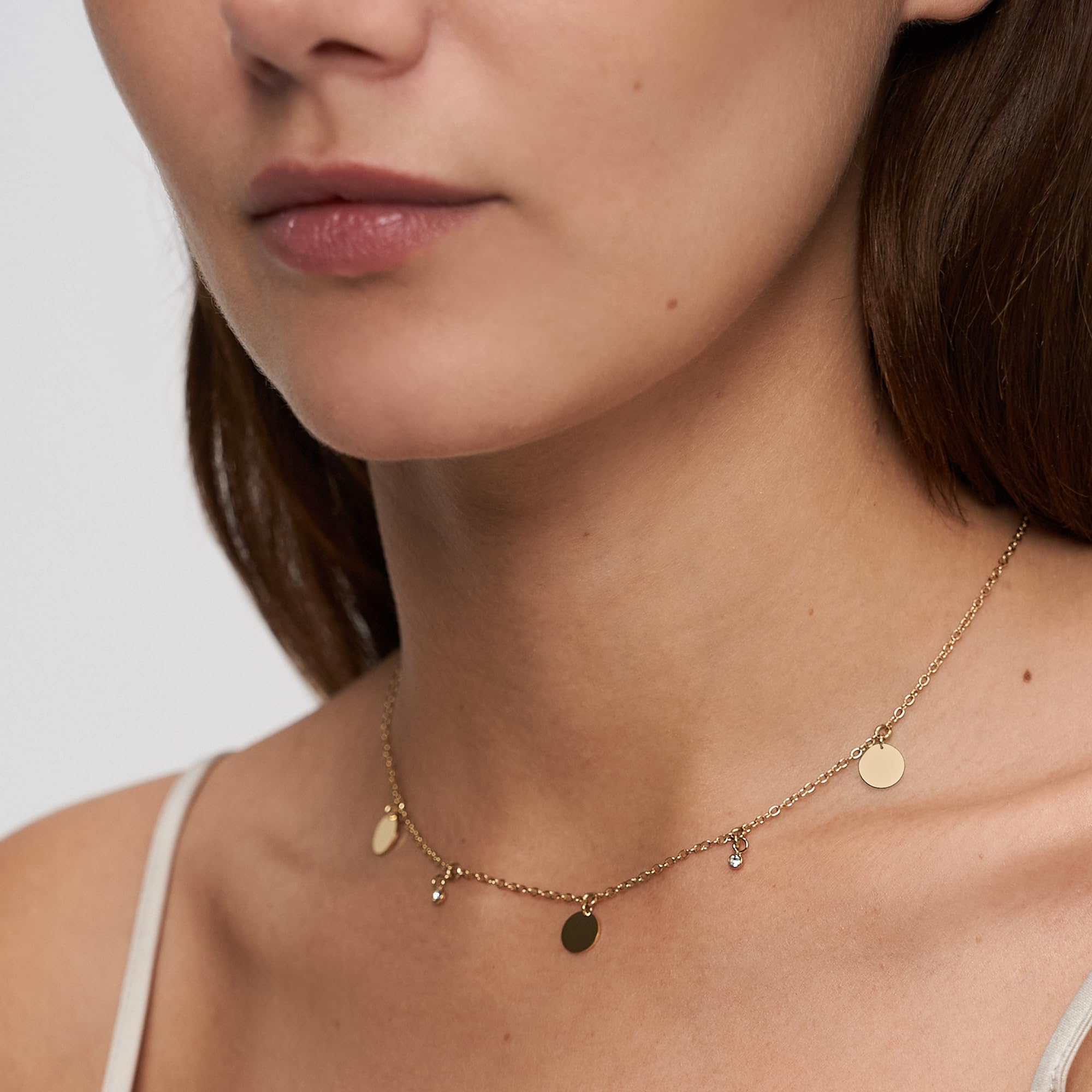 s.Oliver Necklace - Elegante Halskette aus poliertem Edelstahl - IP Gold - Rolokette 47 cm - wasserfest & hautfreundlich