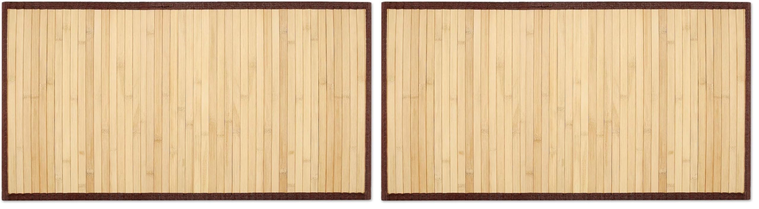 Navaris Bamboo Mat for Bathroom - 31.5" x 17" Bath and Shower Mat - Natural Floor Rug Spa Accessories - Non-Slip Bathmat for Bathrooms and Floors (Pack of 2)