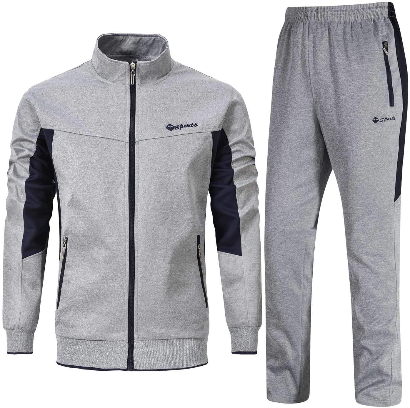 RdrukoMen's Tracksuit Athletic Full Zip Casual Sports Jogging Gym Sweatsuit