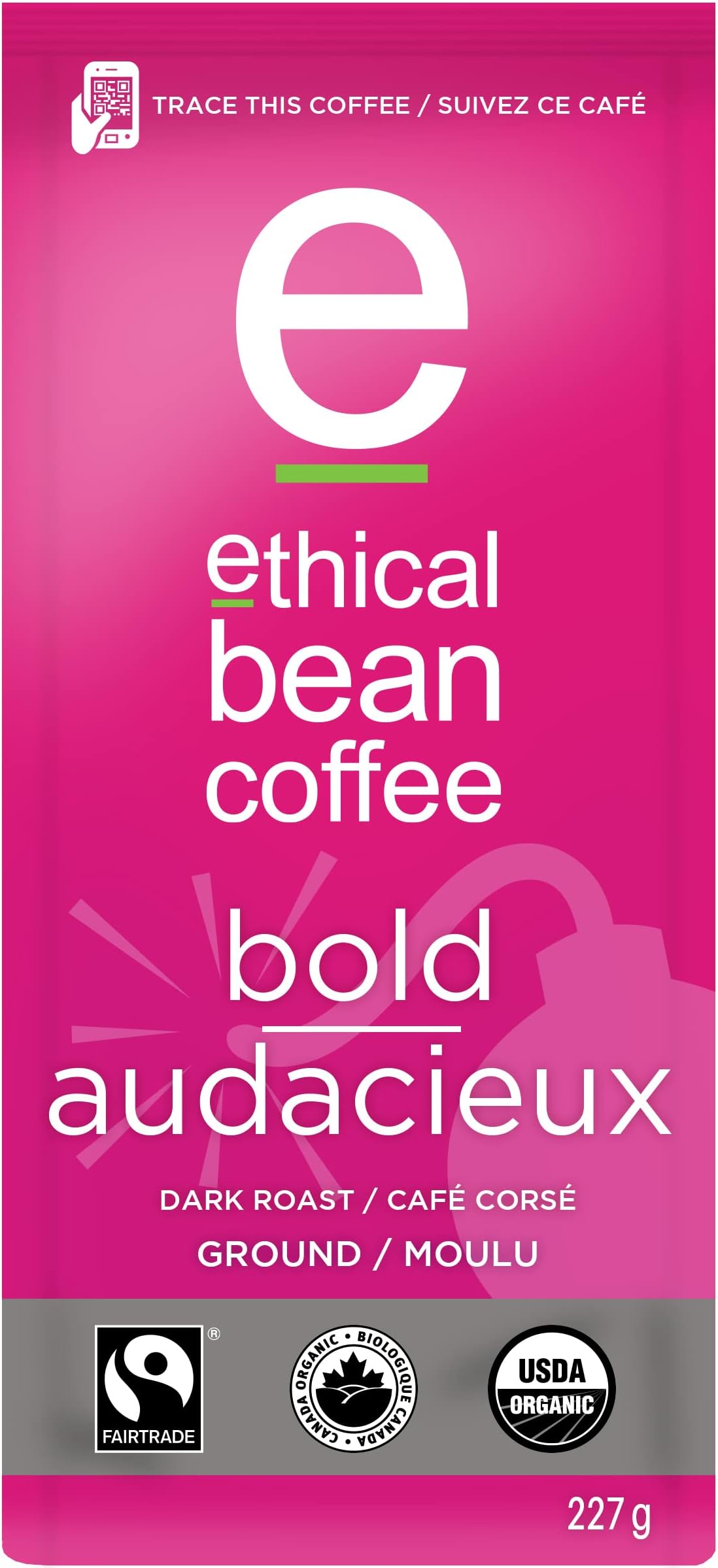 Ethical BeanCoffee Bold, Dark Roast, Ground, 8-Ounce BagUSDA OrganicFairtrade InternationalFairtrade InternationalFairtrade InternationalFairtrade International