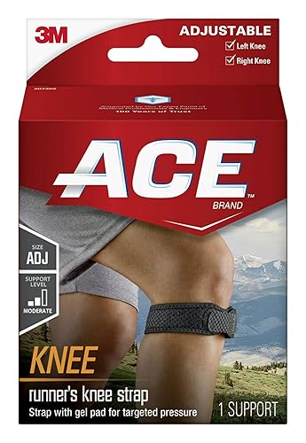 ACE Correa de rodilla de marca, ajustable, negro, 1paquete