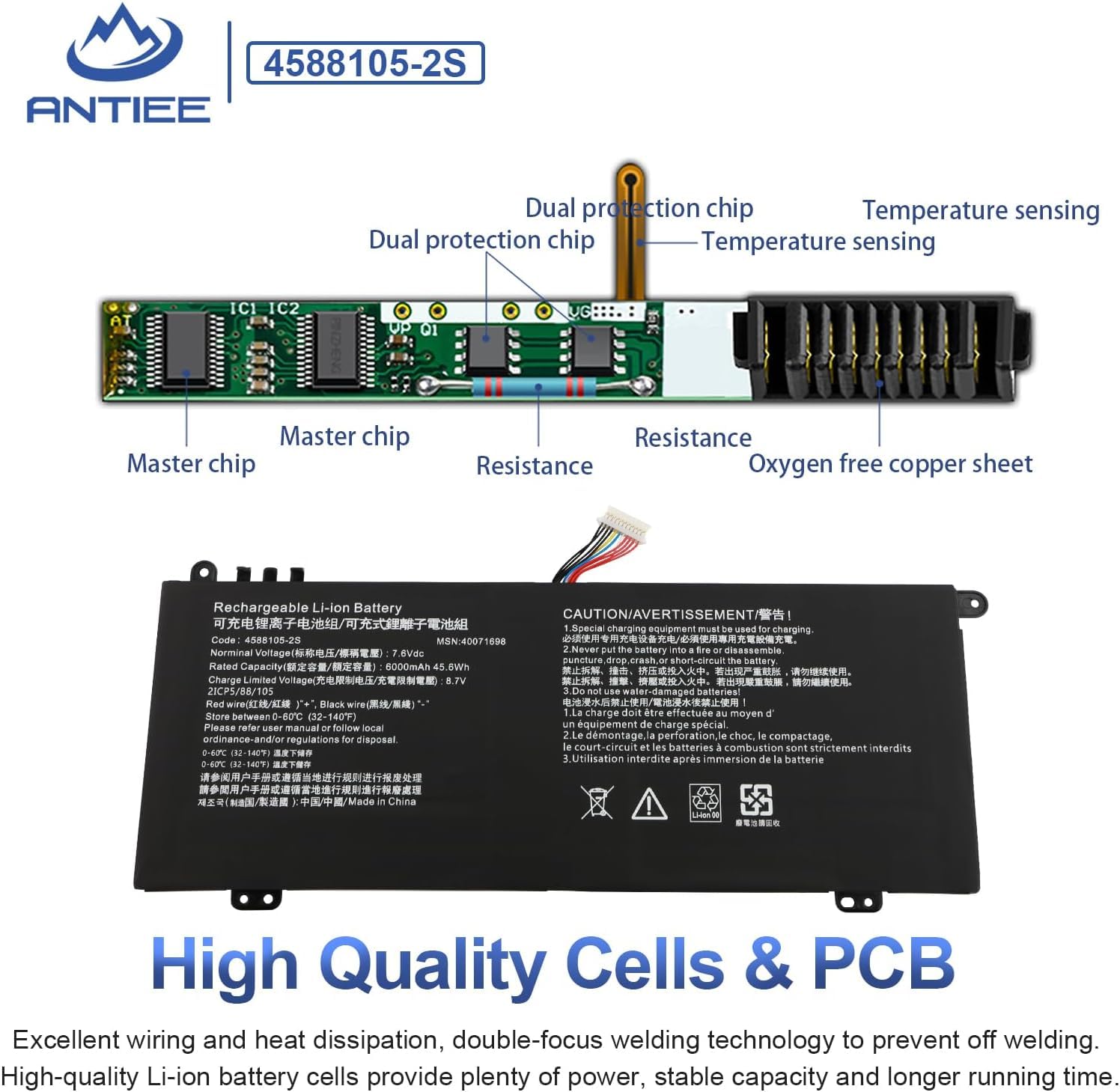ANTIEE 4588105-2S 4588106-2S Bateria do laptopa kompatybilna z Dy-naBook Satellite Pro C50-G C50-E C50-H C50-J C40-G C40-H C40-J C50-G-101 C50-G-10K, C50-G-102 C50-G-102 C50-G-102 C50-J-129 Medion