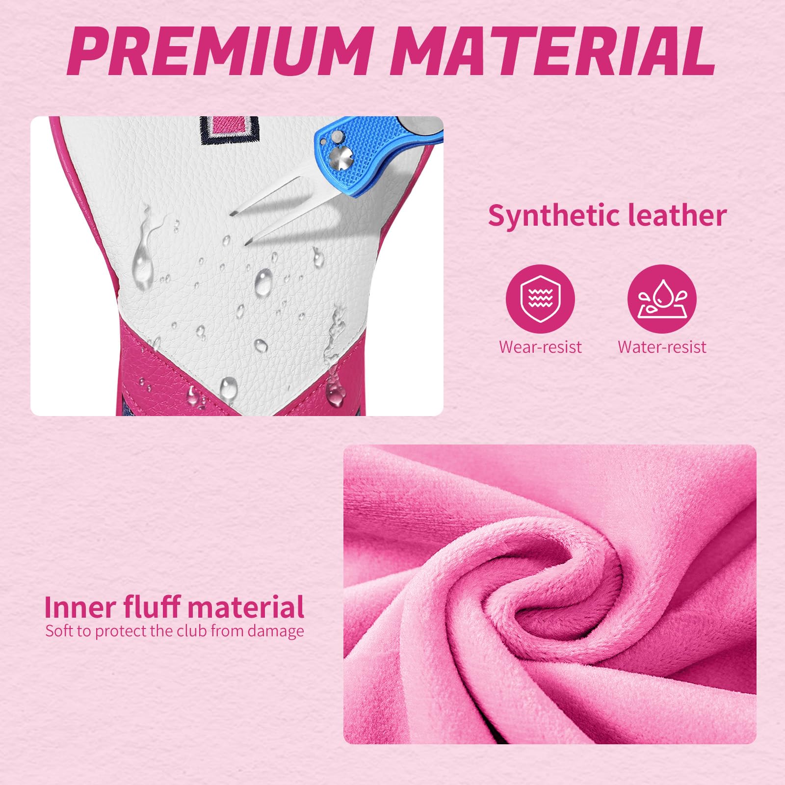 Fundas para cabeza de palo de golf de madera para conductor/Fairway/Hybrid/1FH blanco, rosa, azul, piel sintética