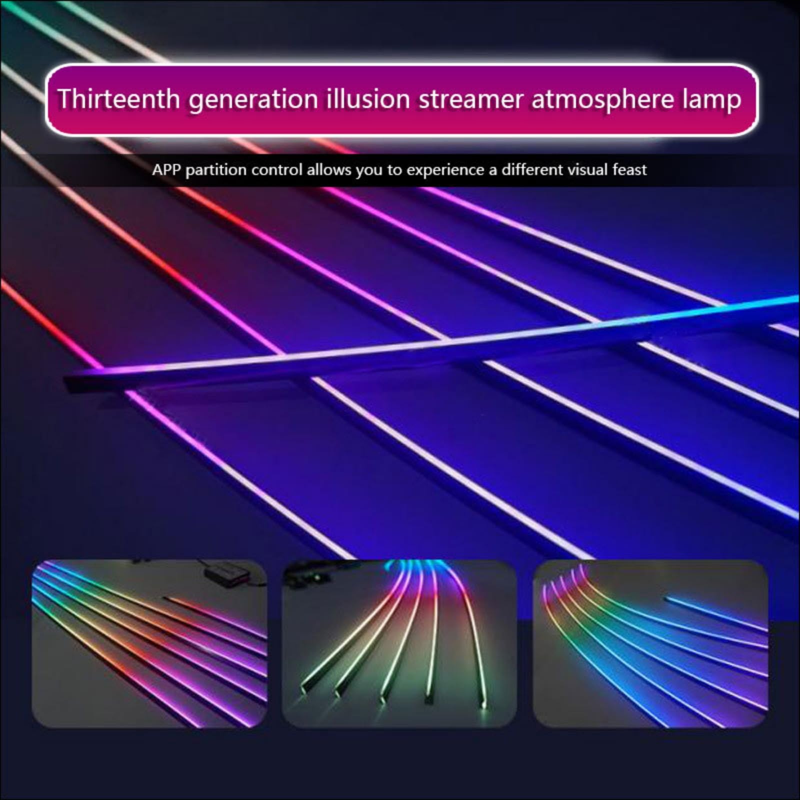 Luci d'ambiente per Interni Auto, Striscia LED in Acrilico per Interni Auto con App Wireless, RGB 22 in 1, 256 Colori di Fantasia, Illuminazione per Tutte Le Auto
