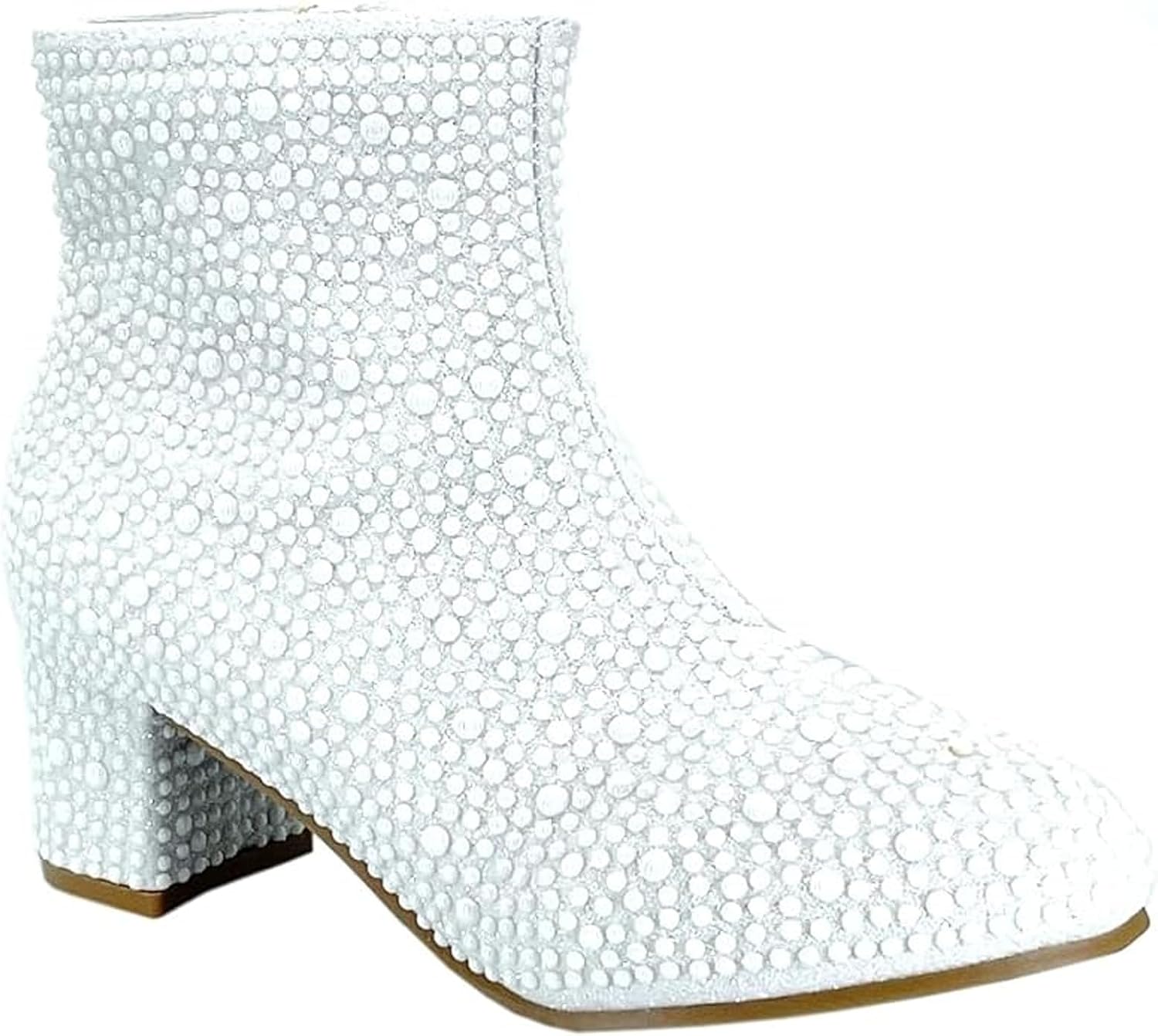Forever Girls Rhinestone Boots Kids Low Heel Dress Booties Iceberg-12K Shoes