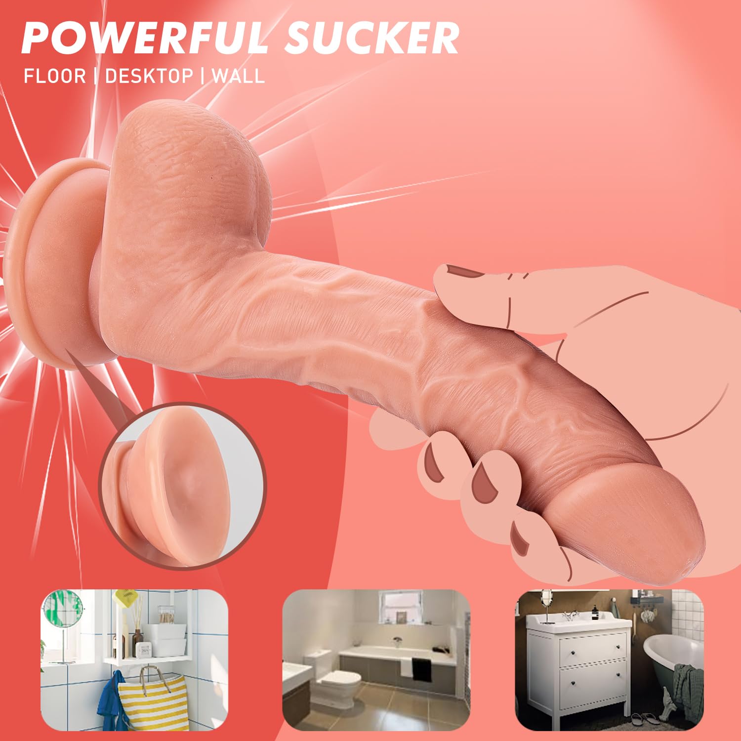 Consolador Hombre Realista Para las Mujeress, Squirting Agua Simulación de Eyaculación con Spray Pene Real Suave para Pene con Ventosa, 26 cm