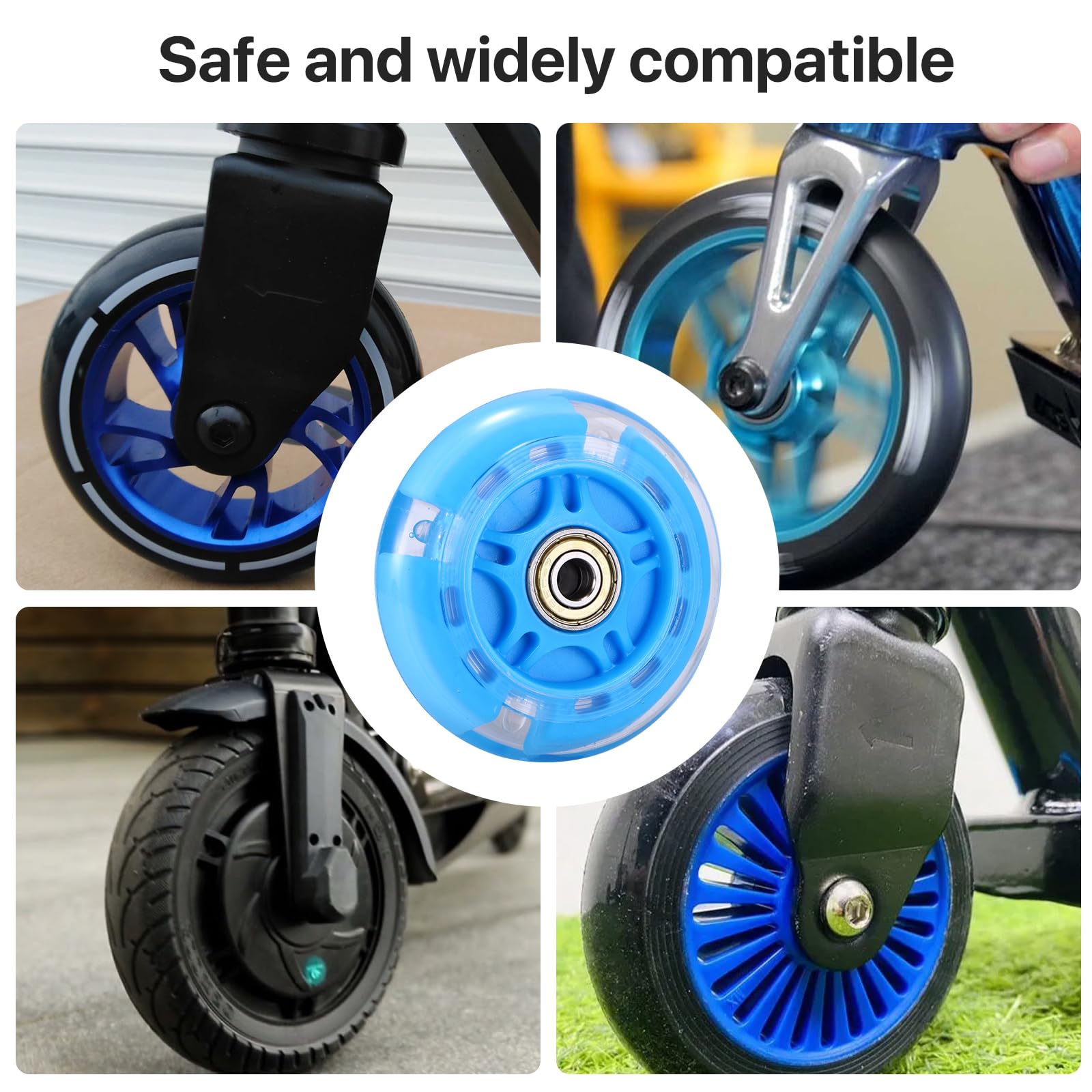 Roues de rechange pour trottinette, 1 roue flash LED, 80 mm, mini micro trottinette, roues pour patin à roulettes, lumières clignotantes, arrière, ABEC-7, 80 mm, pour enfants et adolescents, patinage
