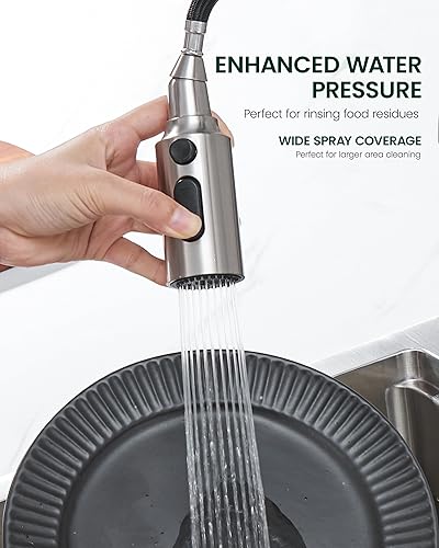 Miniatura 5 de Reemplazo de cabezal rociador de grifo de cocina, reemplazo de cabezal de grifo extraíble con 15 adaptadores, boquilla rociadora de 3 funciones para