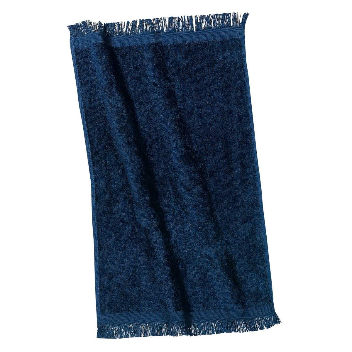 Georgiabags Terry Velour Fingertip Towel with Fringed Ends (6, Navy)