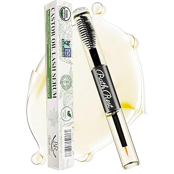 Organic Castor Oil Lash Serum, 100% Pure Cold Pressed Castor Oil for Eyelash Growth Serum, USDA Certified Hexane Free, Natural Thicker Fuller Lashes and Eye Brow, with Mascara Tube 0.34OZ10ml