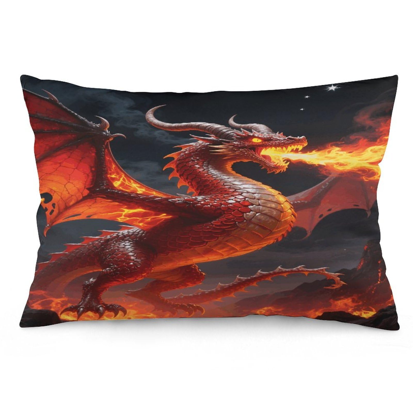 Fire Dragon Throw Pillow Cover Soft Pillow Case Decorative Lumbar Pillow Cover Cozy Throw Pillowcase Polyester Rectangular Cushion Case Decor for Couch Sofa Bed