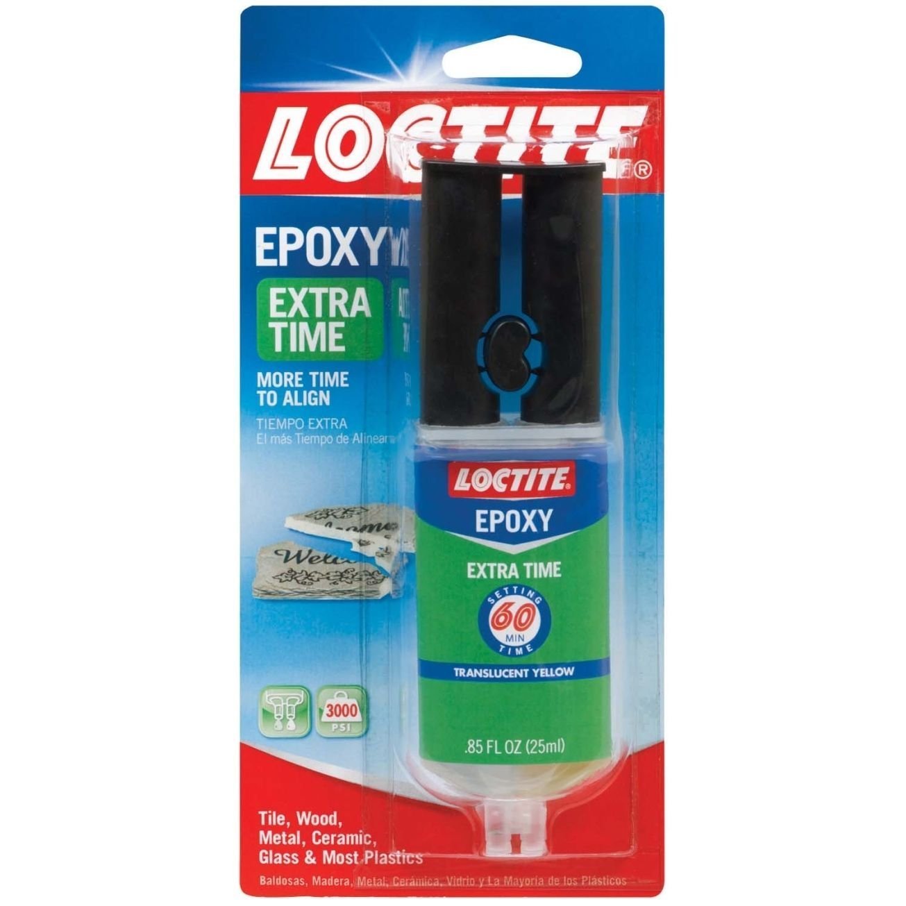 Loctite Extra Time Epoxy Metal, Glass, Ceramic Amber Carded 0.85 Fl.Oz