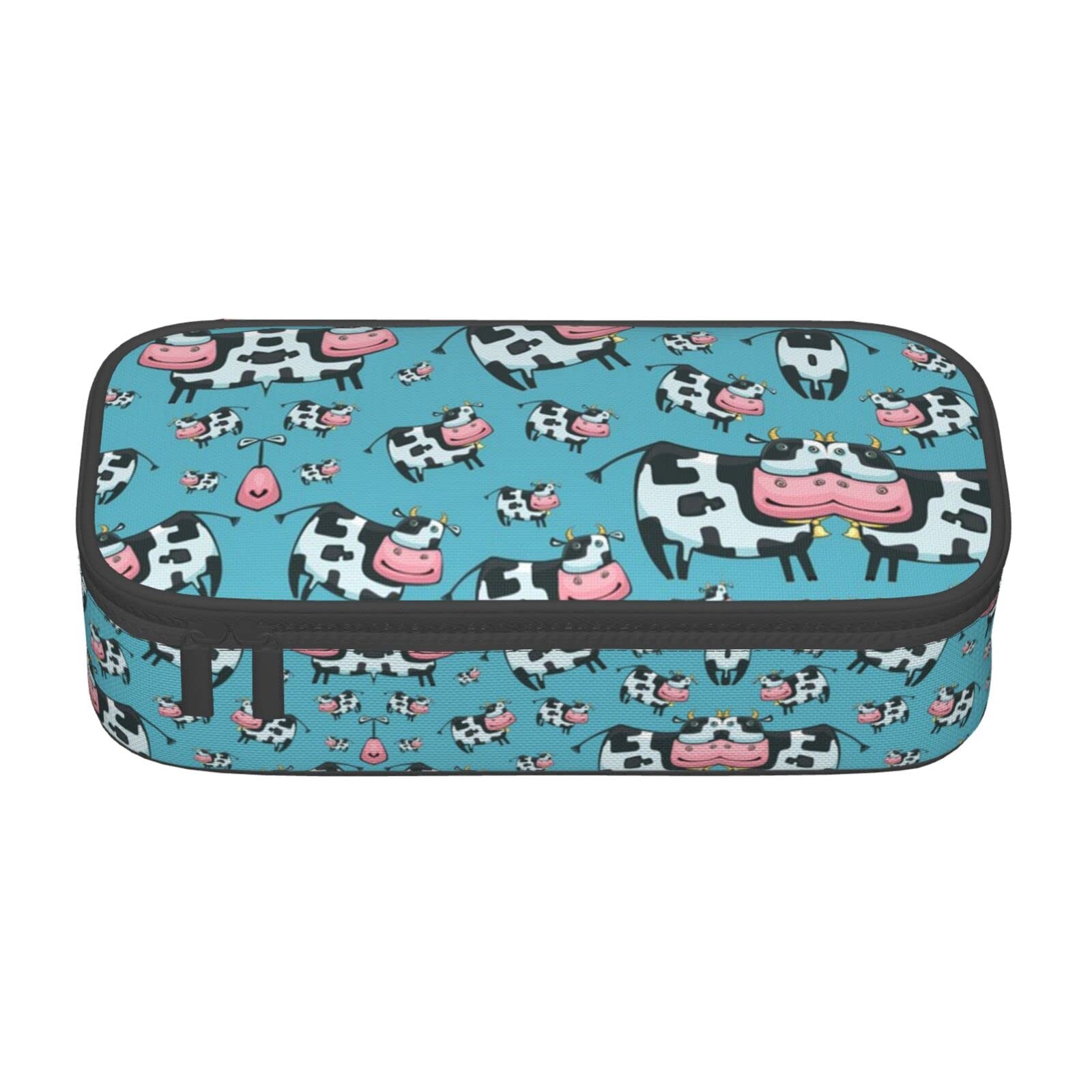 FADUNI Cow Large Pencil Case for Girls and Boys, Aesthetic Pencil Bag with Multi Compartments for Adults, Office Stationary Organizer Practical for Kids Teenage Women Men