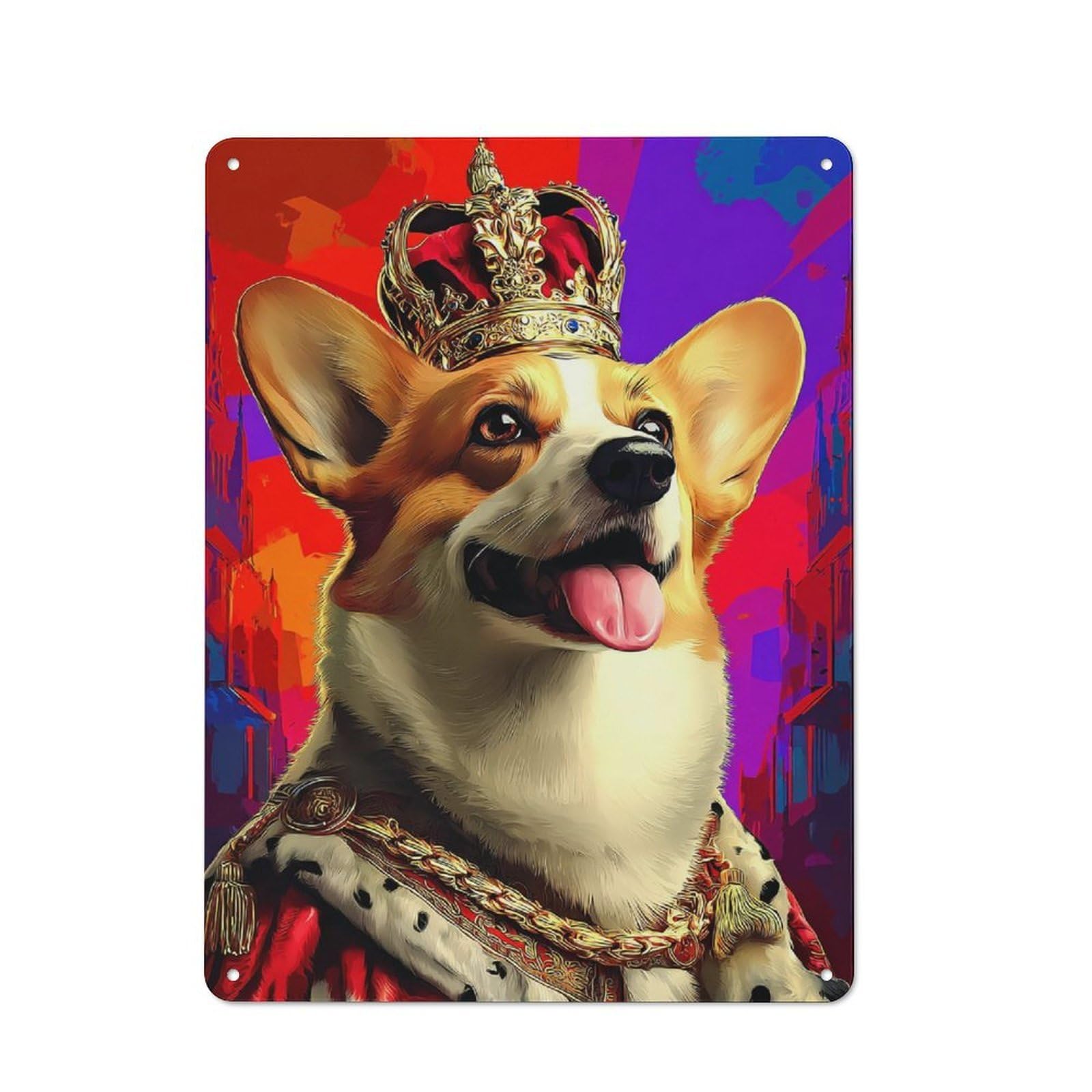 Junmoney Royal Corgi Majesty Portrait Vintage Tin Sign 40X30cm With For Café Or Restaurant, A Decorative Christmas Gift For Restaurant Decor Fans
