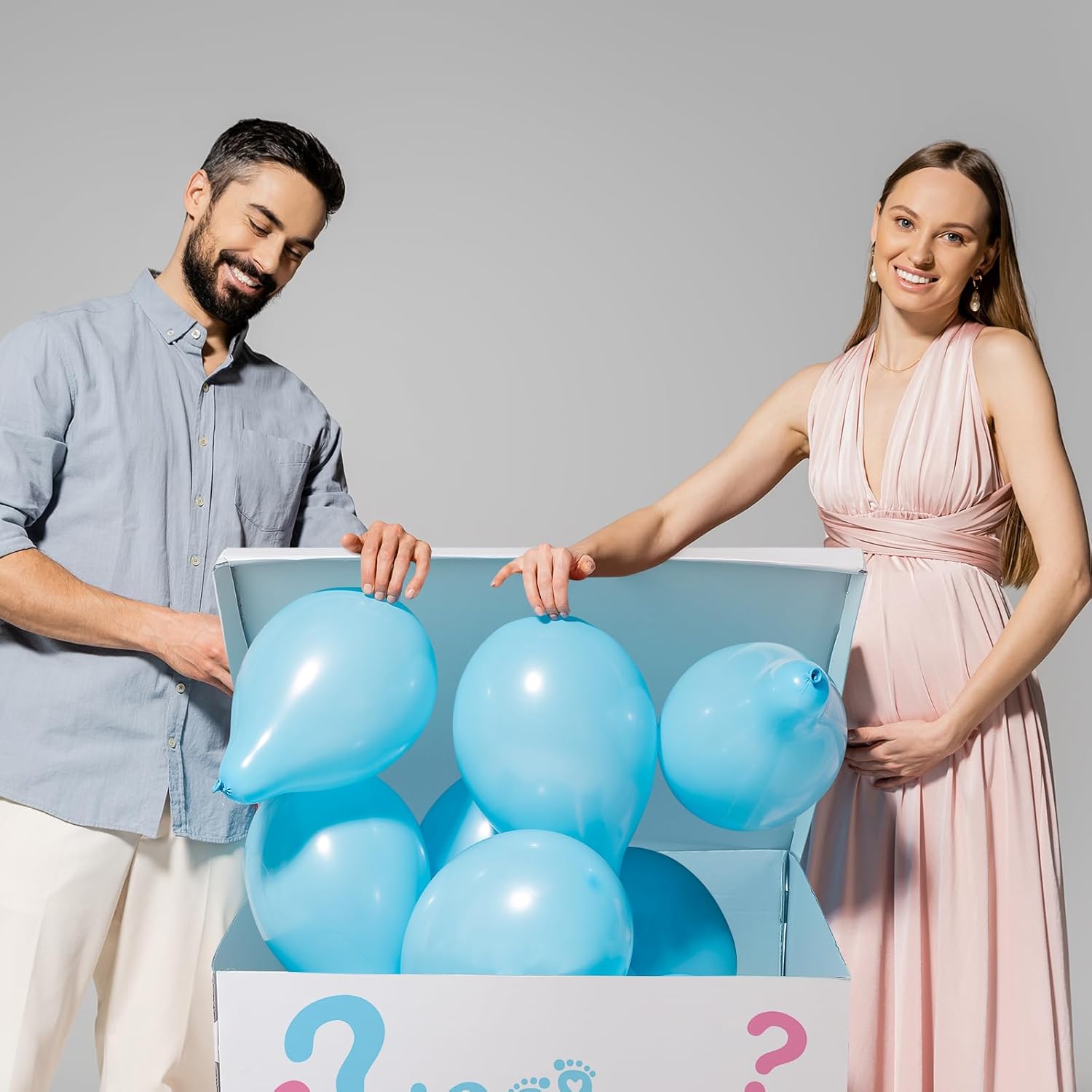 AmazingSpark 28in Jumbo Gender Reveal Gift Box Kit with Oversized Box Giant Pull Bows Boy or Girl Stickers for Gender Reveal Baby Shower Birthday Party Decor