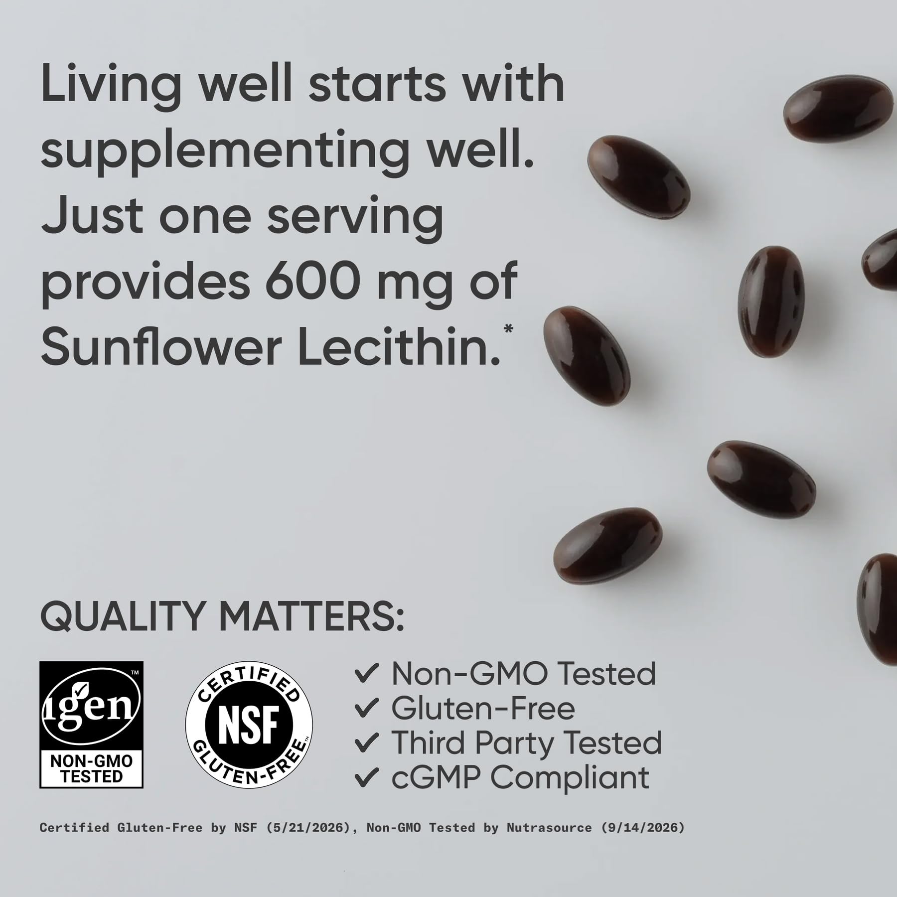 Sports Research® Sunflower Lecithin 600mg Mini Softgels, 240 Count — Amazon image 4