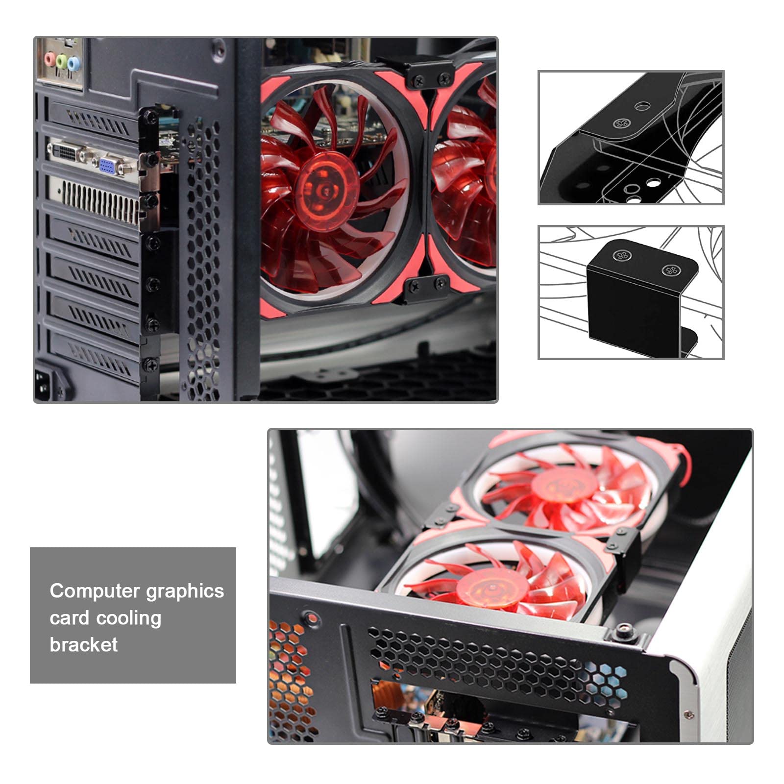 Radiator Rack RIIEYOCA Fan Bracket Dual Fan Computer Radiator Holder ...