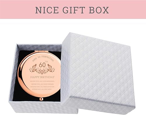 Miniatura 5 de Regalos de 60 cumpleaños para mujeres, espejo de maquillaje compacto portátil de acero inoxidable detrás de ti todos tus recuerdos, mejores ideas de